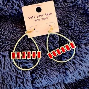 Beautiful light turquoise with red stone earrings!